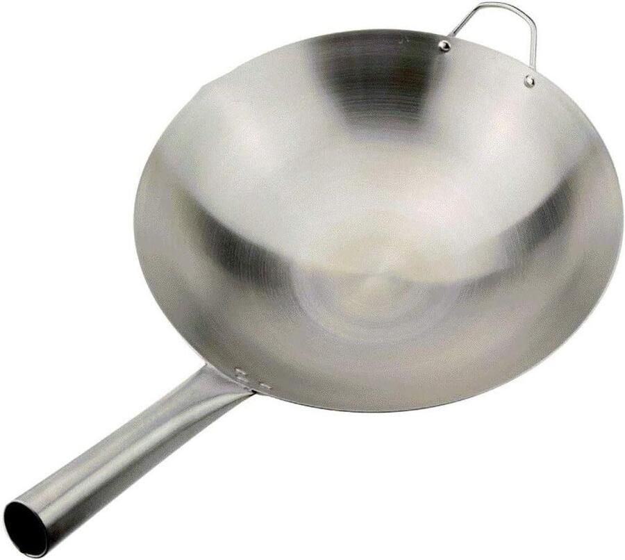 Wok Pan Roerbakpan Snel Koken Niet-klevend Ontwerp 43 cm Zilver