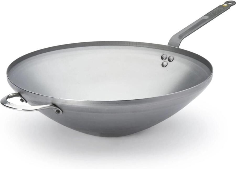 Wok Pan Roerbakpan Staal Gezond Koken Snel Warm 40 cm Diameter Grijs