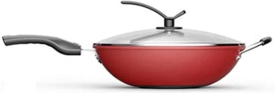 Wok Pan Roerbakpan Veelzijdig Koken Honingraat Anti-aanbak 30 cm Zwart