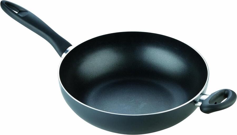 Wok Pan Roerbakpan Wok Aziatisch Koken Geschikt voor Alle Vuren 28 cm Zwart