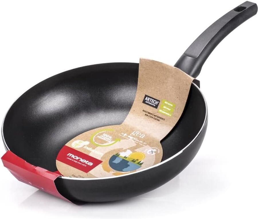 Wok Pan Roerbakpan Wok Gezond Koken Gemaakt van gerecycled aluminium 28 cm Grijs
