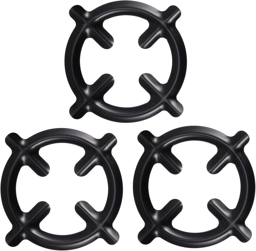 Wok Ring Gas Fornuis Accessoires Koken op Gas Hitteverspreider 3 Stuks Zwart