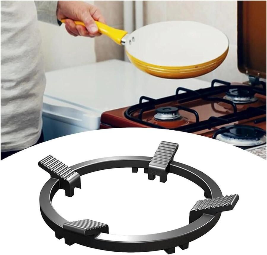 Wok Ring Gasfornuis Ondersteuning Stabiel Koken Universele Pasvorm 24.8 cm Buitendiameter Zwart