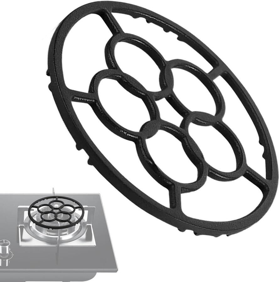 Wok Ring Kookring Fornuis Stabiliseren van Pannen Hittebestendig Gietijzer 18.3 cm Diameter Zwart