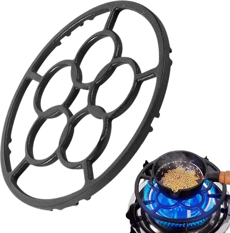 Wok Ring Gietijzeren Ondersteuning Stabiel Koken Hittebestendig Gietijzer 18.2 cm Diameter Zwart