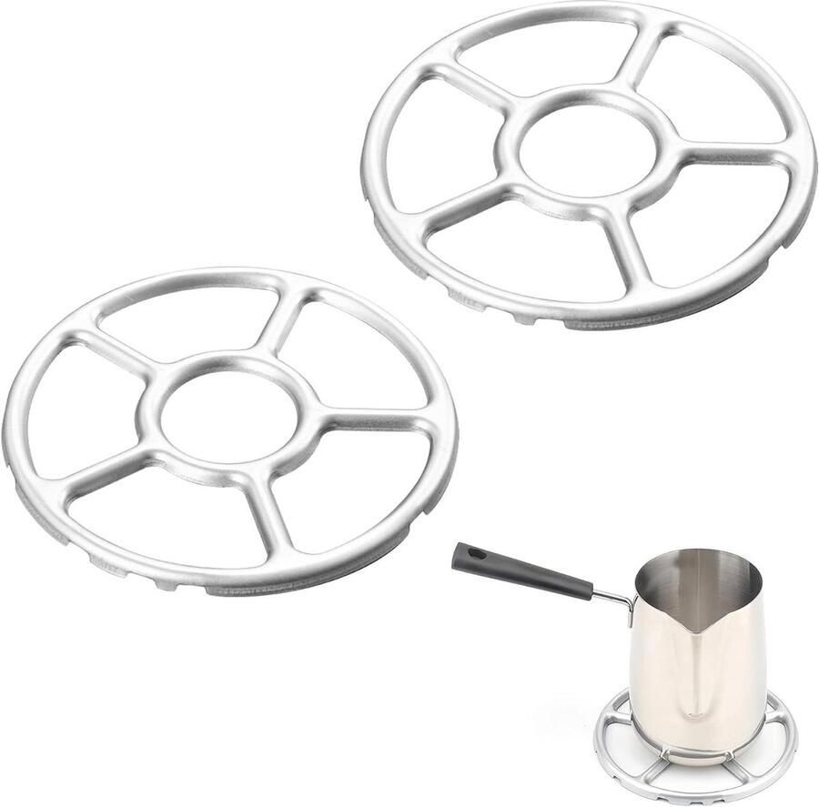 Wok Ring Pannendrager Kookplaat Koffie Zetten Antislip Design 15.5 cm Zilver