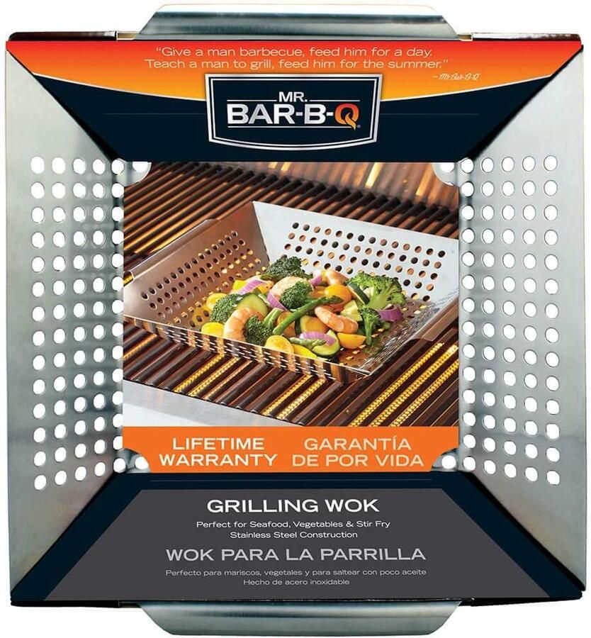 Wok Schaal Barbecue Pan Groenten Grillen Voedsel Blijft Op Grill 36 cm Zilver