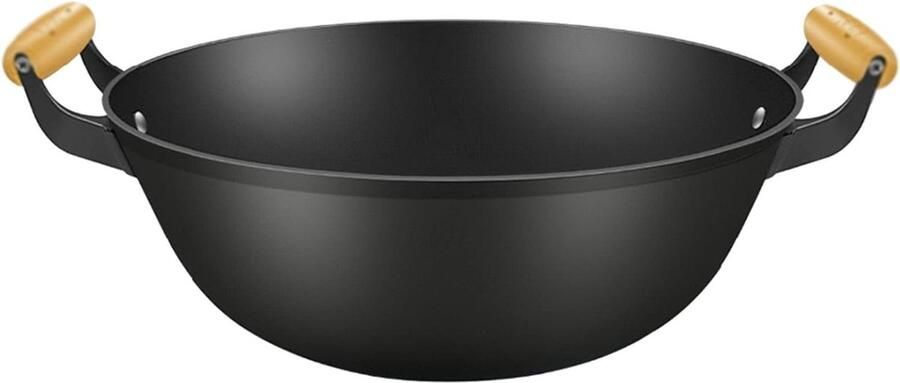 Wok van gietijzer Koekenpan Heerlijk koken Gelijkmatige warmte 40 cm Zwart