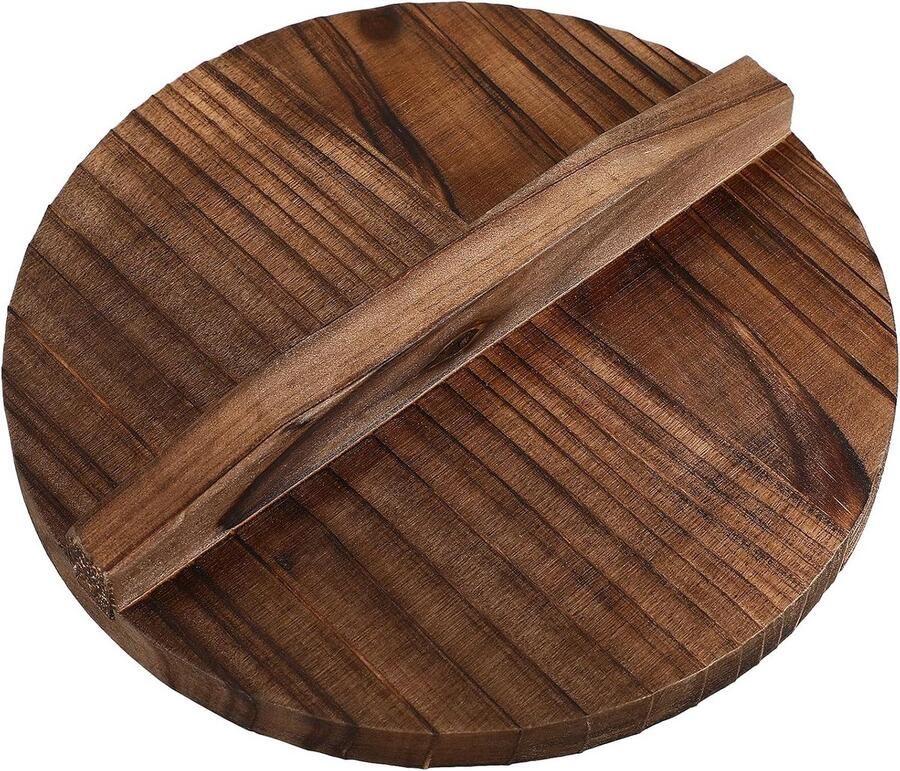 Wokdeksel Van Hout Pannenafdekking Universeel Veilig Koken Effectieve Overloopbeveiliging 18 cm Natuurlijk Hout