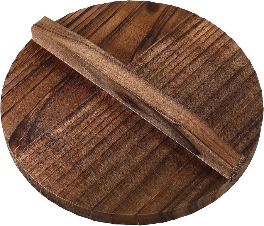 Wokdeksel Van Hout Universele Pannenafdekking Veilig Koken Effectieve Overloopbeveiliging 18 cm Natuurlijk