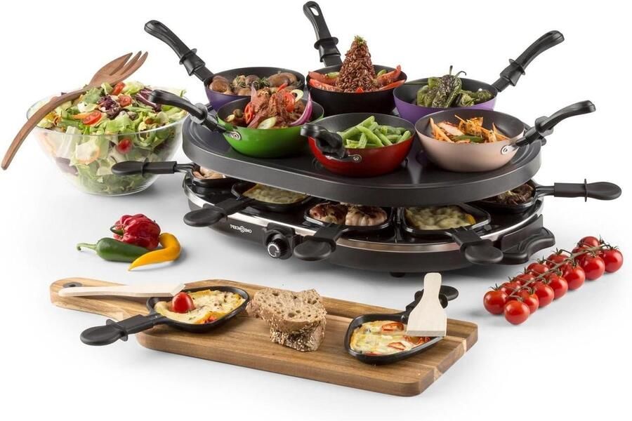 Woklette Raclette Grill Party Grill Tafelgrill Gezellig Eten 3-in-1 Combinatie Tot 8 Personen Zwart