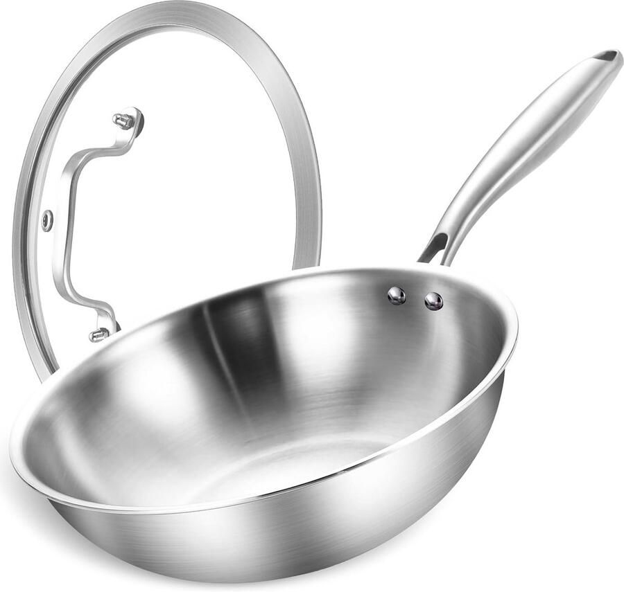 Wokpan 25 cm 3-ply Roestvrijstaal Oven en Vaatwasser Veilig