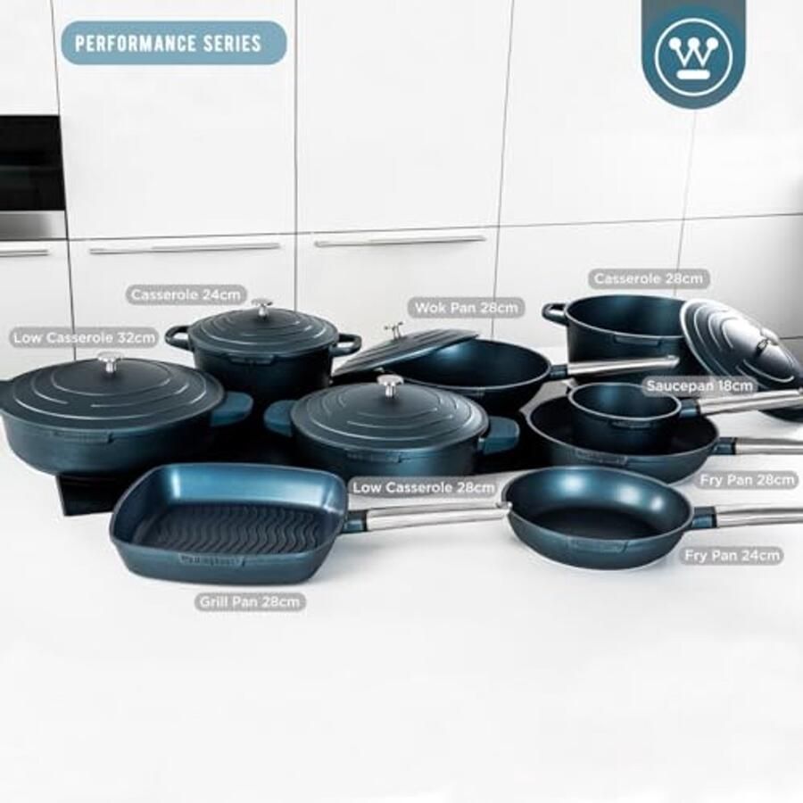 Wokpan 28 cm met deksel Geschikt voor inductie en alle fornuizen Ovenvast en Cool Touch handvat Blauw - Foto 2
