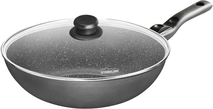 Wokpan 30 cm met afneembare handgreep en deksel Gezond koken zonder vet