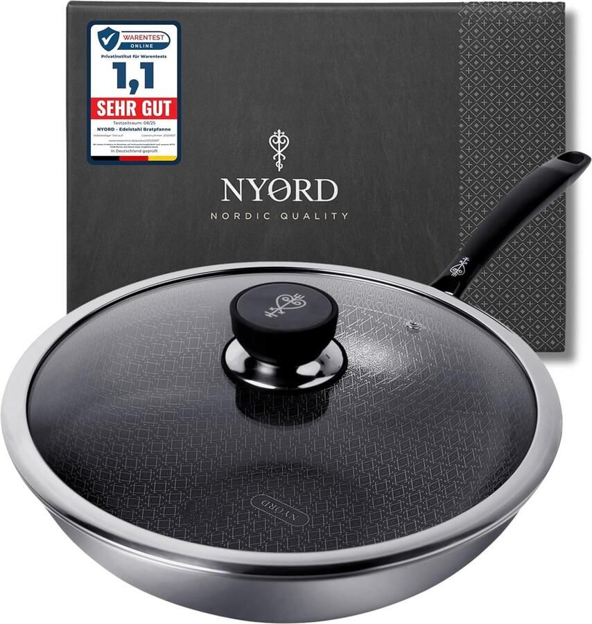 Wokpan 30 cm roestvrij staal anti-aanbaklaag vaatwasmachinebestendig ovenbestendig voor inductie gas elektrische kookplaten