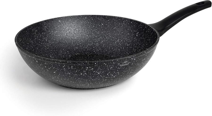 Wokpan Aluminium Koekenpan Gezond Koken Inductie Bodem Ø 28 cm Zwart