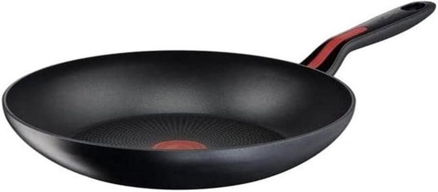 Wokpan Aluminium Koekenpan Lekker Koken Thermosignaal Indicator 28 cm Diameter Zwart