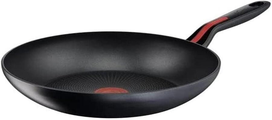 Wokpan Aluminium Koekenpan Lekker Koken Thermosignaal Indicator 28 cm Diameter Zwart