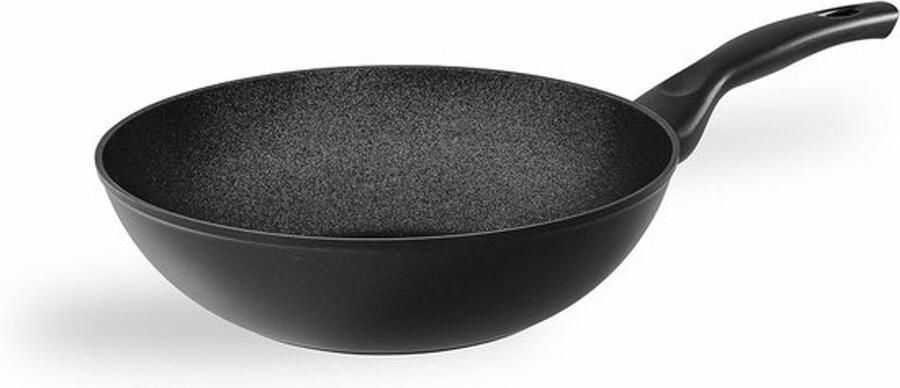 Wokpan Aluminium roerbakpan Snel koken 5-laags antiaanbaklaag 28 cm Zwart