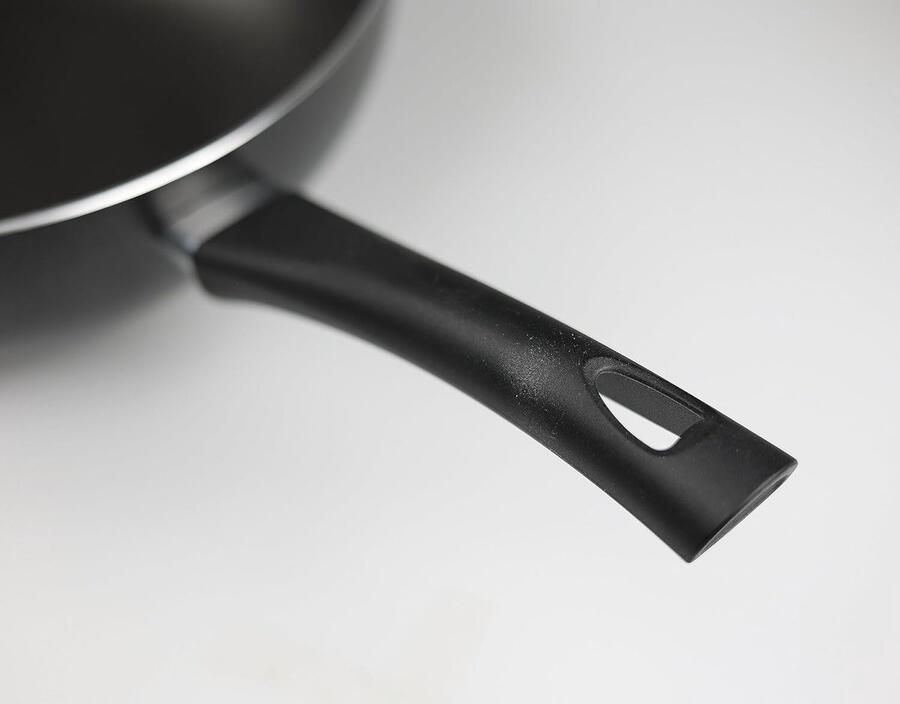 Wokpan Aluminium Roerbakpan Snel Koken Anti-aanbaklaag 30 cm Zwart