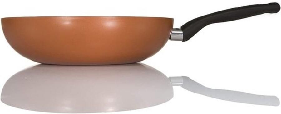 Wokpan Aluminium Roerbakpan Snel Koken Krasbestendige Antiaanbaklaag 28 cm Bruin