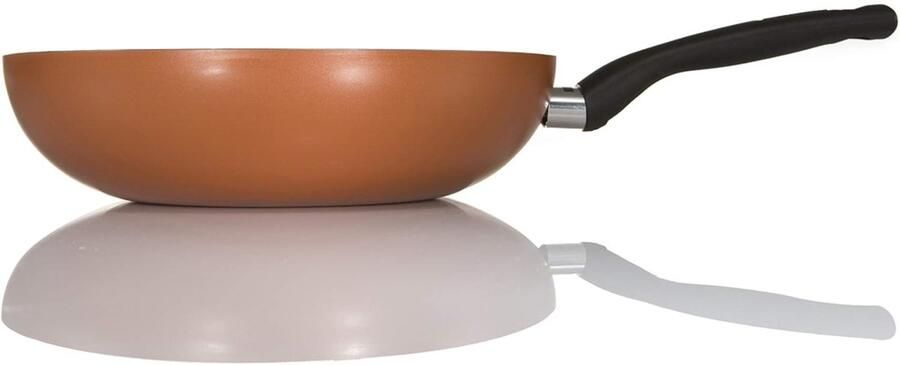 Wokpan Aluminium Roerbakpan Snel Koken Krasbestendige Antiaanbaklaag 28 cm Bruin