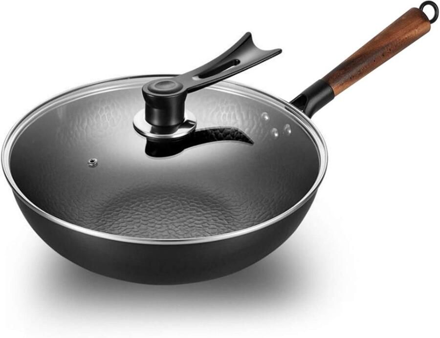 Wokpan Antiaanbak Open Koekenpan Dagelijks Koken Soft-touch Handgreep 34 cm Zwart