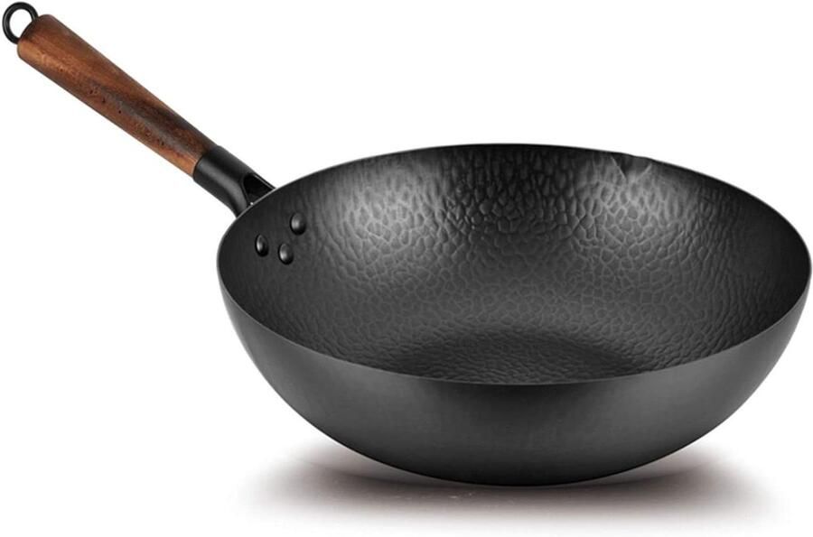 Wokpan Antiaanbak Roerbakpan Keuken Dagelijks Koken Dikwandig IJzer 34 cm Zwart