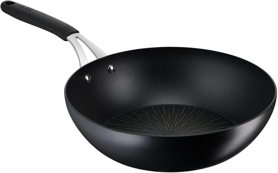 Wokpan Antiaanbaklaag Koekenpan Lekker Koken Titanium Krasbestendig 28 cm Zwart