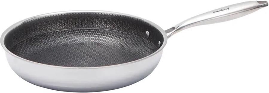 Wokpan Antiaanbaklaag Koekenpan Roerbak Gezond Koken Honingraat Structuur 28 cm Zilver Staal