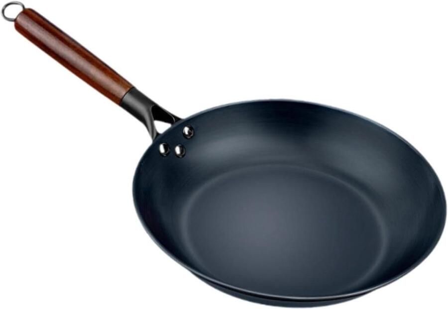 Wokpan Braadpan Kookgerei Ijzer Veelzijdig Koken Gelijkmatige Verwarming 33 cm Zwart