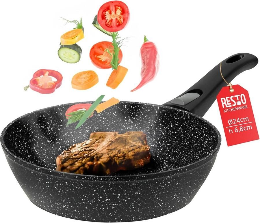 Wokpan Diep Koekenpan Allround Koken Afneembare Handgreep 24 cm Zwart