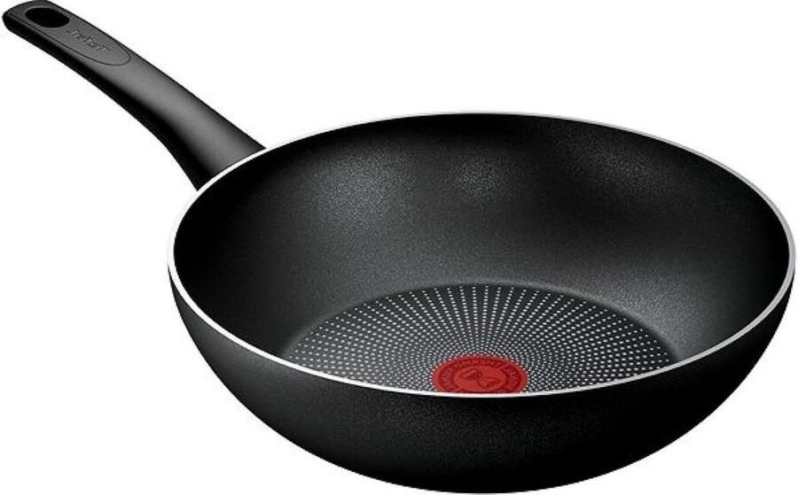 Wokpan Gietijzer Roerbakpan Wok Gezond Koken Titanium Anti-aanbaklaag 28 cm Zwart