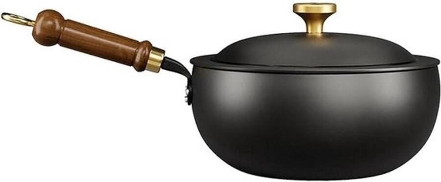 IJzeren Wokpan Roerbakpan Chinees Traditioneel Koken Honingraatstructuur 26 cm Zwart