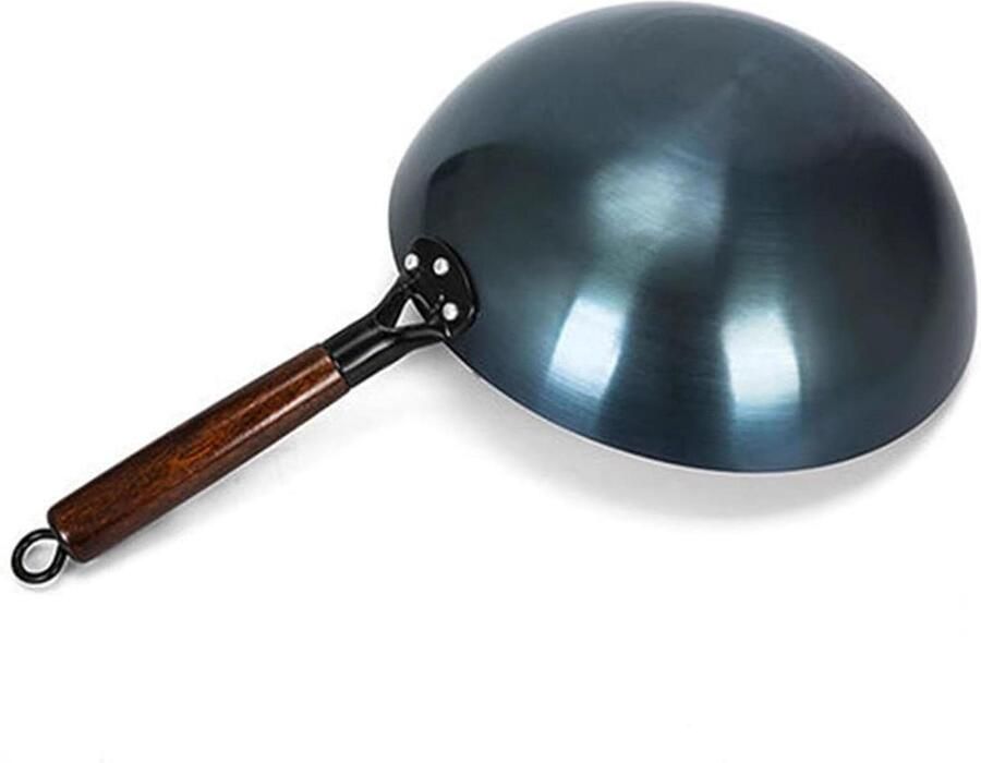 Wokpan Ijzer Roerbakpan Wok Traditioneel Koken Ongecoat Oppervlak 38 cm Zwart