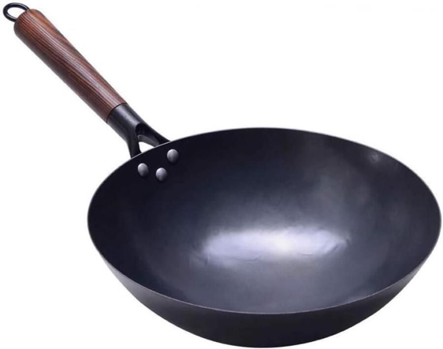 Wokpan ijzeren pan Antiaanbak wok Thuis koken Snel opwarmend 30 cm Metaal