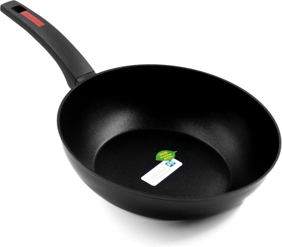 Wokpan Inductie Roerbakpan Anti-aanbak Gezond Koken Dikke Bodem 28 cm Zwart
