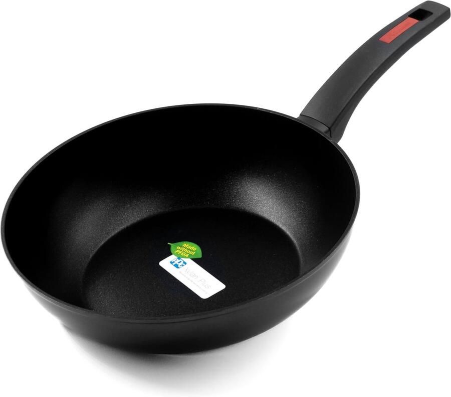 Wokpan Inductie Roerbakpan Anti-aanbak Gezond Koken Hoge Dikte 4mm 28 cm Zwart