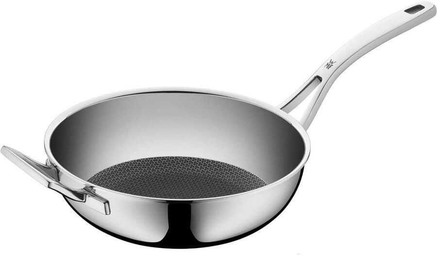 Wokpan Inductie Roerbakpan Aziatisch Koken Honingraatstructuur 28 cm Roestvrij staal