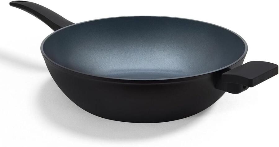 Wokpan Keramiek Roerbakpan Gezond Koken PFAS-vrije Antiaanbaklaag 32 cm Diameter Zwart