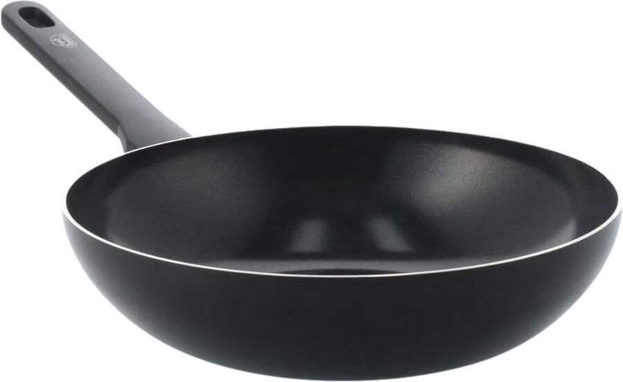 Wokpan Keramisch Koekenpan Antiaanbaklaag Gezond Koken PFAS-Vrije Coating 28 cm Zwart