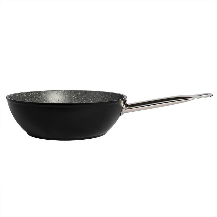 Wokpan Koekenpan Antiaanbakpan Gezond Koken PFOA-vrij Graniet 28 cm Zwart