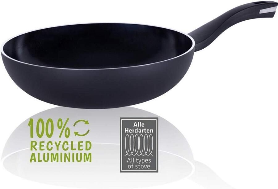 Wokpan Koekenpan Dagelijks koken Gemaakt van gerecycled materiaal 28 cm Zwart
