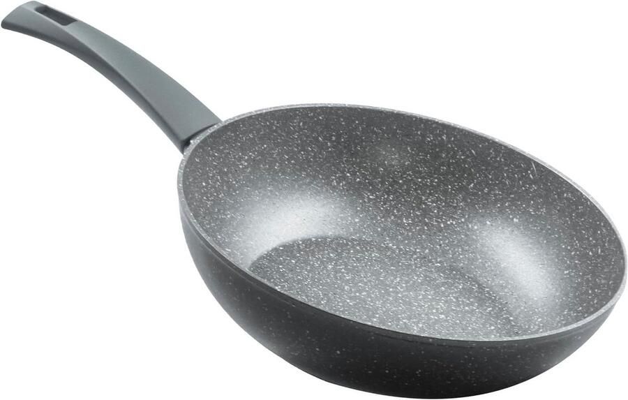 Wokpan Koekenpan Gezond Koken Hardsteen Coating 28 cm Grijs