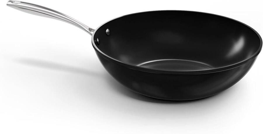 Wokpan Koekenpan Gezond Koken Keramische Antiaanbaklaag 30 cm Zwart