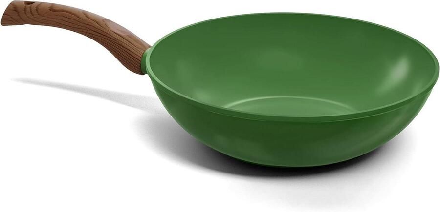 Wokpan Koekenpan Gezond Koken PFAS-vrij 30 cm Groen