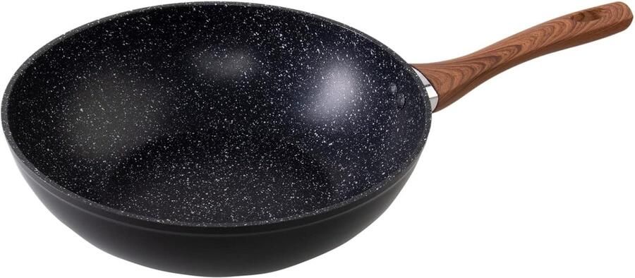 Wok pan Koekenpan met hoge rand Gezond koken PFOA-vrije antiaanbaklaag Ø 28 cm Zwart