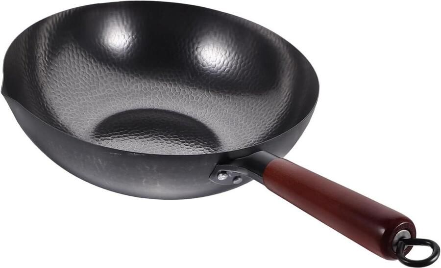 Wokpan Koekenpan Koken en Frituren Verdikt Materiaal 32cm Zwart