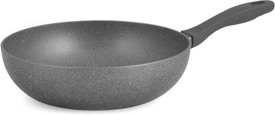 Wokpan Koekenpan Lekker Koken Antiaanbaklaag 28 cm Grijs