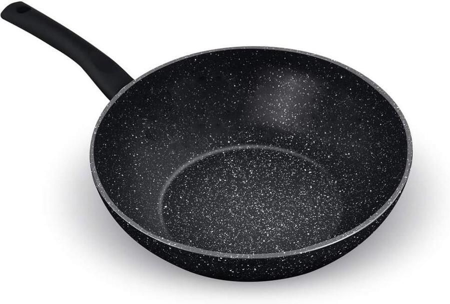 Wokpan Koekenpan Lekker Koken Marmeren Anti-aanbaklaag 28 cm Zwart